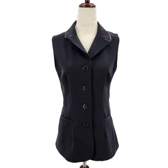 Vintage Rampage Womens XS Top Black Button Collared Vest Top Nineties Retro - Picture 1 of 7